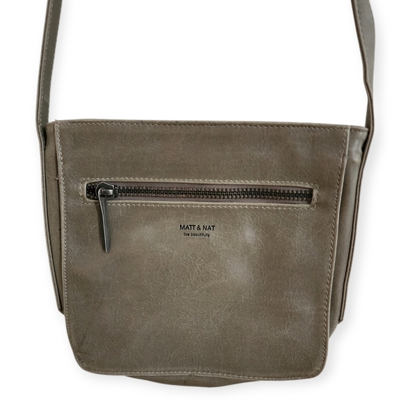 Matt & Nat Handbags - Matt & Nat Grey Vegan Crossbody With Adjustable Shoulder Strap Purse